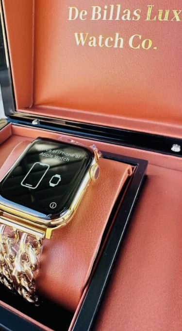 Apple Watch Series 8 (45mm) - 24k Look Vergoldet (Nicht Echtes Gold) mit Ketten-Gliederband